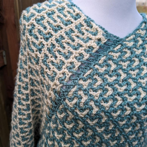 Linked Poncho crochet pattern by Kickin' Crochet